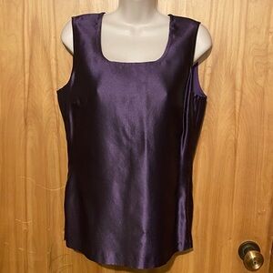 St. John Satin Sleeveless Top in Rich Purple